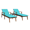 3 Pieces Portable Patio Cushioned Rattan Lounge Chair Set with Folding Table by LJGDeals