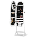 Standing Jewelry Cabinet Armoire Organizer LED Light Mirror Lockable White by LJGDeals