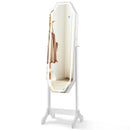 Standing Jewelry Cabinet Armoire Organizer LED Light Mirror Lockable White by LJGDeals