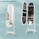 Standing Jewelry Cabinet Armoire Organizer LED Light Mirror Lockable White by LJGDeals