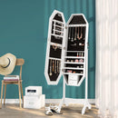 Standing Jewelry Cabinet Armoire Organizer LED Light Mirror Lockable White by LJGDeals