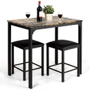 3 Piece Counter Height Dining Set Faux Marble Table by LJGDeals