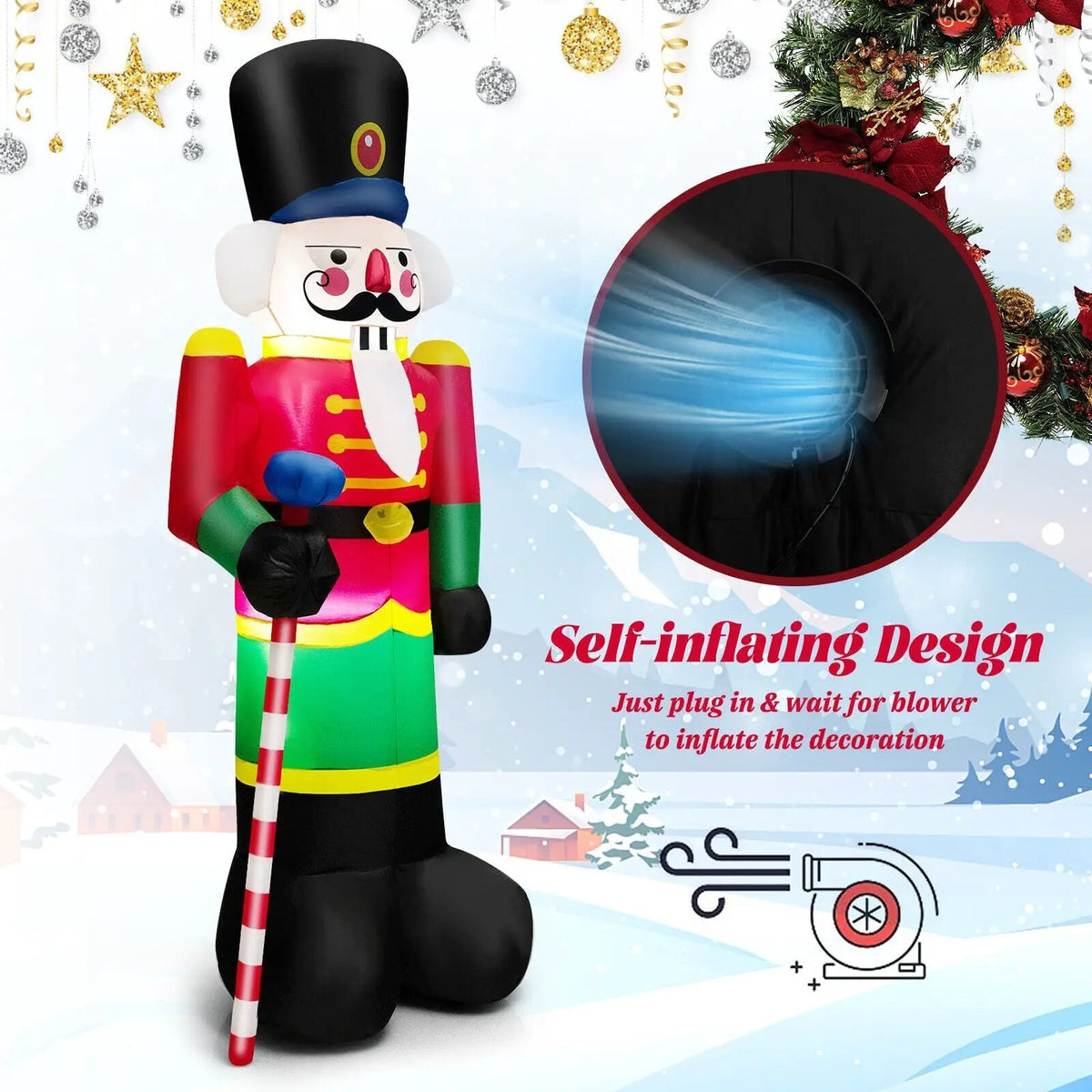 8 Feet Inflatable Nutcracker Soldier with 2 Built-in LED Lights, photo 5 of 8