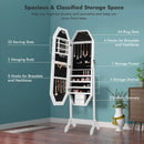Standing Jewelry Cabinet Armoire Organizer LED Light Mirror Lockable White by LJGDeals