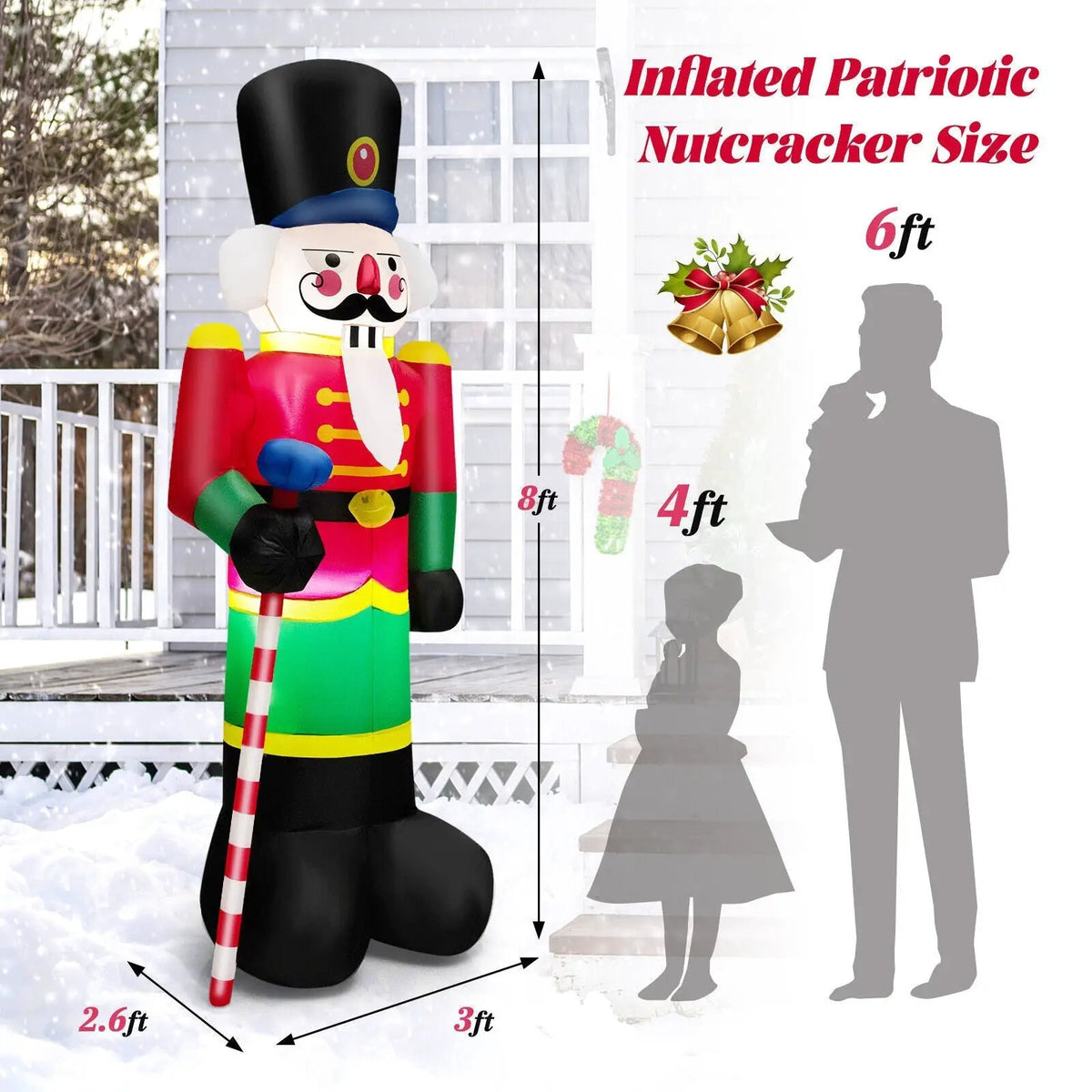8 Feet Inflatable Nutcracker Soldier with 2 Built-in LED Lights, photo 4 of 8