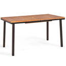 55 Inch Patio Acacia Dining Table with Umbrella Hole by LJGDeals