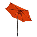 9 Feet Solar LED Lighted Patio Market Umbrella Tilt Adjustment Crank Lift