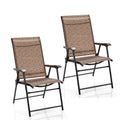 2 Pieces Outdoor Patio Folding Chair with Armrest for Camping Garden by LJGDeals