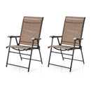 2 Pieces Outdoor Patio Folding Chair with Armrest for Camping Garden by DirectDeals