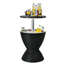 3 in 1 8 Gallon Patio Rattan Cooler Bar Table with Adjust Ice Bucket-Black by LJGDeals