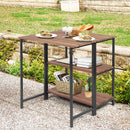 Acacia Wood Patio Folding Dining Table Storage Shelves by LJGDeals