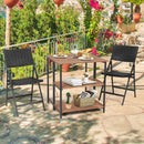 Acacia Wood Patio Folding Dining Table Storage Shelves by LJGDeals