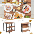 Acacia Wood Patio Folding Dining Table Storage Shelves by LJGDeals