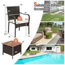 3 Pieces Patio Rattan Furniture Bistro Set with Wood Side Table and Stackable Chair by LJGDeals