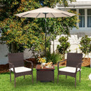 3 Pieces Patio Rattan Furniture Bistro Set with Wood Side Table and Stackable Chair by LJGDeals
