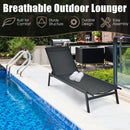 Outdoor Reclining Chaise Lounge Chair with 6-Position Adjustable Back by LJGDeals