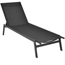 Outdoor Reclining Chaise Lounge Chair with 6-Position Adjustable Back by LJGDeals