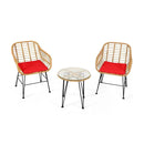 3 Pieces Rattan Furniture Set with Cushioned Chair Table by LJGDeals