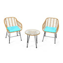 3 Pieces Rattan Furniture Set with Cushioned Chair Table by LJGDeals