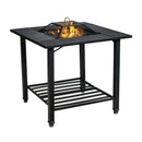 31 Inch Outdoor Fire Pit Dining Table with Cooking BBQ Grate by LJGDeals