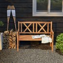 2-Person Wood Outdoor Bench with Cozy Armrest and Backrest by LJGDeals