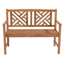 2-Person Wooden Outdoor Bench with Cozy Armrest and Backrest by LJGDeals