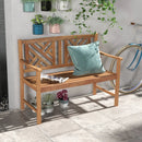 2-Person Wooden Outdoor Bench with Cozy Armrest and Backrest by LJGDeals