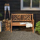 2-Person Wooden Outdoor Bench with Cozy Armrest and Backrest by LJGDeals
