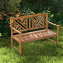 2-Person Wooden Outdoor Bench with Cozy Armrest and Backrest by LJGDeals