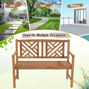 2-Person Wooden Outdoor Bench with Cozy Armrest and Backrest by LJGDeals