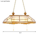 GobekUsa Opal Blown Glass Colonial Island Light with Gold Finish - 8-Head Hanging Pendant for Living Room