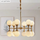 GobekUsa Opal Glass Chandelier Light with 12/16 Brass Globe Heads – Postmodern Ceiling Hanging Lamp