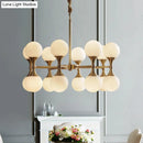 GobekUsa Opal Glass Chandelier Light with 12/16 Brass Globe Heads – Postmodern Ceiling Hanging Lamp