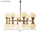 GobekUsa Opal Glass Chandelier Light with 12/16 Brass Globe Heads – Postmodern Ceiling Hanging Lamp