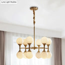 GobekUsa Opal Glass Chandelier Light with 12/16 Brass Globe Heads – Postmodern Ceiling Hanging Lamp