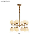 GobekUsa Opal Glass Chandelier Light with 12/16 Brass Globe Heads – Postmodern Ceiling Hanging Lamp