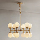 GobekUsa Opal Glass Chandelier Light with 12/16 Brass Globe Heads – Postmodern Ceiling Hanging Lamp