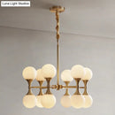 GobekUsa Opal Glass Chandelier Light with 12/16 Brass Globe Heads – Postmodern Ceiling Hanging Lamp