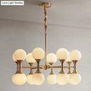GobekUsa Opal Glass Chandelier Light with 12/16 Brass Globe Heads – Postmodern Ceiling Hanging Lamp