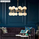 GobekUsa Opal Glass Chandelier Light with 12/16 Brass Globe Heads – Postmodern Ceiling Hanging Lamp