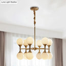 GobekUsa Opal Glass Chandelier Light with 12/16 Brass Globe Heads – Postmodern Ceiling Hanging Lamp