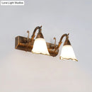 GobekUsa Opal Glass Floral Wall Light in Bronze/White with Curved Arm - 2/3-Light Fixture