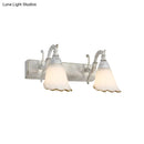 GobekUsa Opal Glass Floral Wall Light in Bronze/White with Curved Arm - 2/3-Light Fixture