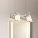 GobekUsa Opal Glass Floral Wall Light in Bronze/White with Curved Arm - 2/3-Light Fixture