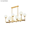 GobekUsa Opal Glass Globe Island Pendant Light - Traditional Brass Dining Room Hanging Lamp with 10 Lights