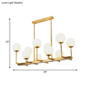 GobekUsa Opal Glass Globe Island Pendant Light - Traditional Brass Dining Room Hanging Lamp with 10 Lights