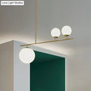 GobekUsa Opal Glass Globe Pendant Lamp: Elegant 3-Bulb Island Lighting in Gold