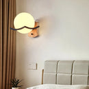 GobekUsa Opal Glass Globe Wall Sconce Nordic Single Bulb Lighting Fixture - Elegant Wood Design for Living Room