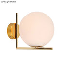 GobekUsa Opaline Glass Ball Wall Lamp with Right Angle Arm in Brass - Minimalist & Elegant