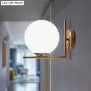 GobekUsa Opaline Glass Ball Wall Lamp with Right Angle Arm in Brass - Minimalist & Elegant